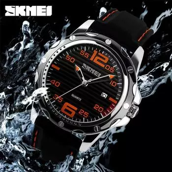 Moment Beauty Мужские часы со стальным ремешком 0992 Модные деловые кварцевые часы с силиконовым ремешком Водонепроницаемые часы с календарем