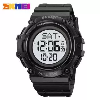 Moment Beauty Мужские студенческие часы для спорта на открытом воздухе Электронные часы Многофункциональные водонепроницаемые светящиеся электронные часы LED часы армия зеленый