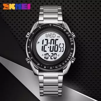 Moment Beauty Selection Мужские часы 2145 Простые деловые многофункциональные электронные часы с ремешком из нержавеющей стали