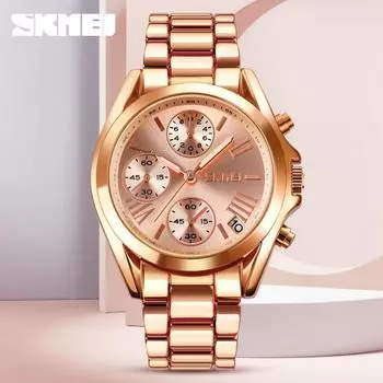 Moment beauty SKMEI fashion multi-function women s watch, three-eye dial chronograph female student fashion quartz watch серебряный