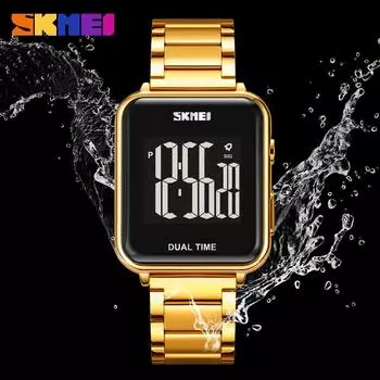 Moment Beauty Skmei Многофункциональные спортивные часы мужские стальной ремень водонепроницаемые электронные часы бизнес квадратный циферблат мужские часы серебряный