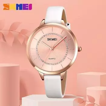 Moment beauty SKMEI модные многофункциональные женские часы с тонким ремешком простые элегантные кварцевые часы для школьниц серебряный