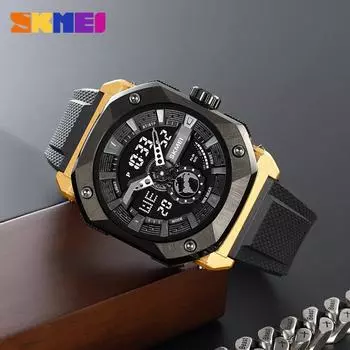 Moment Beauty Trendy Mens Double Display Electronic Watch Student Sports Водонепроницаемые часы Корпус из нержавеющей стали Многофункциональные часы