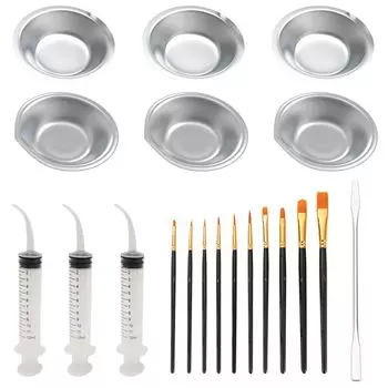 MOMI Пластиковая модель для рисования, 20 предметов из нержавеющей стали, 6 мисок для краски, 10 кистей для рисования, 1 тонирующий карандаш, 3 тонирующие иглы, набор для начинающих любителей рисования,