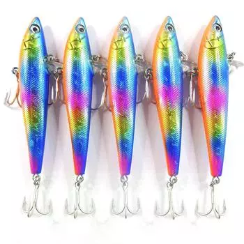 Momo Lure Rolling Minnow 77 мм Для ловли морского окуня в заливе Радуга [Momo Lure] 14,5 г Гавань, эстуарий, область. (Синий x5)