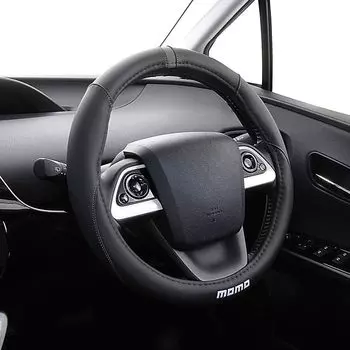 MOMO Steering Wheel Cover ELEGANT Light Car Compact Car Minivan Momo Elegant S Size White MOMO logo 36.5-37.9cm (Black-GRAY - (Gray)