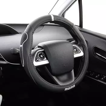 MOMO Steering Wheel Cover SUPER GRIP Light Car Compact Car Minivan MOMO Super Grip White MOMO logo S (Black-WHITE - (White), (36.5-37.9cm))