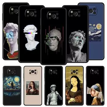 Мона Лиза Давид статуя абстрактный арт телефон чехол для Xiaomi Poco X6 X5 Pro X4 X3 NFC F5 Pro F4 F3 GT M5 M4 Pro 5G M3 C51 чехол Poco X6 Pro