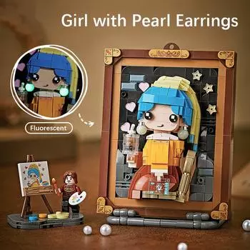 Мона Лиза DIY Building Block всемирно известные картины мини-конструктор Кирпичи 600 + шт. собрать 3D украшения повесить на стену подарок B no box