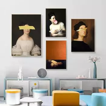 Мона Лиза плакат картина маслом абстрактный классический холст настенные художественные принты домашний декор комнаты фотографии для гостиной безрамные 21*30cm