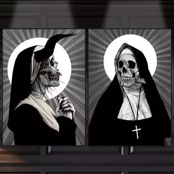 Монахиня Скелет Женщина Плакаты и Принты Настенная Картина Ужас Портрет Холст Картина Гостиная Домашнее Украшение Подарки Cuadros 21x30cm No Framed