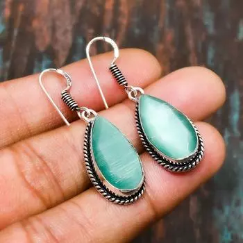 Monalisa Stone, ювелирные изделия ручной работы из твердого серебра 925 пробы 1.51 Inches зелёный