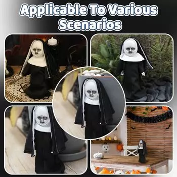 Монашка Кукла Хэллоуин Ужас Макияж Маска Хитрая Гримаса Ужас Страшная Латексная Кукла One Size белый