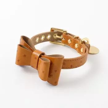 moncheri Dog Collar Aust Leather Ribbon Cute Stylish Popular Brand Toy Poodle Chihuahua Small Dog Medium Dog Collar/CAMEL/M