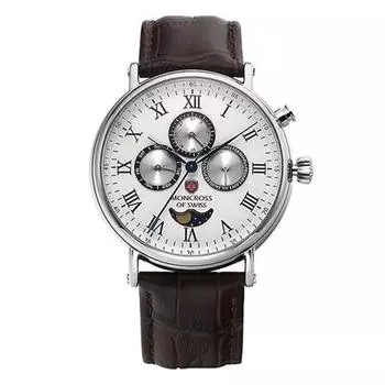 Moncross Мужские часы с полным календарем и фазами Луны из кожи 43 мм MS3751, популярные корейские часы