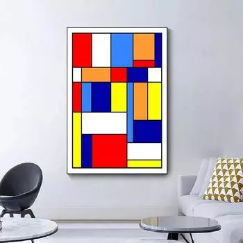 Мондриан вдохновил холст картины красочные постеры и принты абстрактные настенные картины для гостиной украшение дома без рамки 21*30cm No Frame