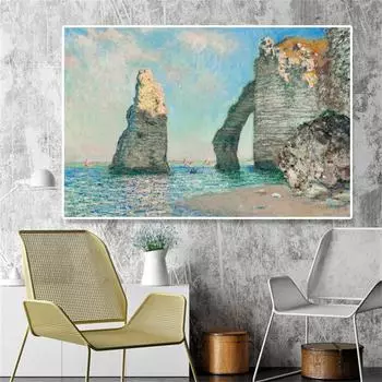 Моне 1885 года, Этрета, скала, ретро-выставка, плакат, художественный принт, украшение для дома 21cm30cm NoFrame