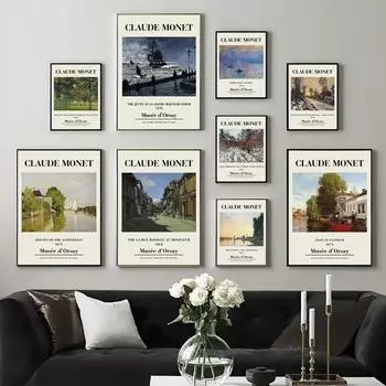 Моне абстрактный пейзаж импрессионизм плакаты на скандинавскую тему и принты галерея настенная живопись на холсте Декор фотографии для гостиной A4 21X30cm No Framed