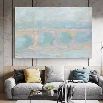 Моне Мост Ватерлоо Лондон на закате холст настенный постер с принтом гостиная поп-арт дом 21cm30cm NoFrame