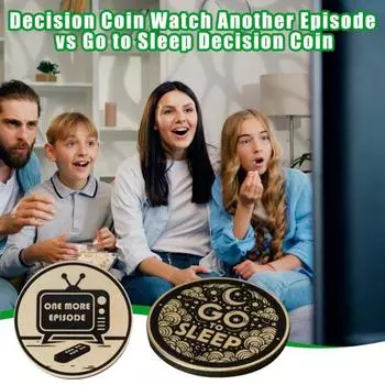 Монета для принятия решений Еще один эпизод или монета «Иди спать» для принятия решений Деревянная монета для любителей ТВ Он или она Сын Дочь A