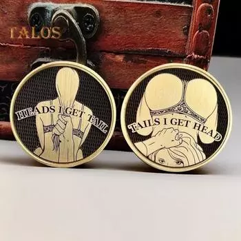 Монета для взрослых Love Challenge, сексуальная монета «Орел и решка», двусторонняя монета для взрослых, монета «Орел, я получаю решку, а решка, я получаю голову», жетон на удачу, розыгрыш, подарок для мужчин B