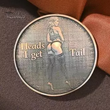Монета для взрослых Love Challenge, сексуальная монета «Орел и решка», двусторонняя монета для взрослых, монета «Орел, я получаю решку, а решка, я получаю голову», жетон на удачу, розыгрыш, подарок для мужчин A