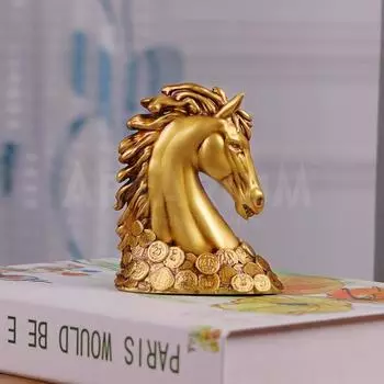 Монета Голова Лошади Лошадь Фигурка Васту Идол Лошади Удача Смола Статуэтка Лошади Фэн-шуй Лошадь для Приборной панели Автомобиля Домашний Декор