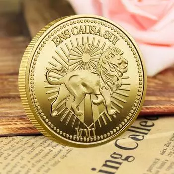 Монета льва Yousheng, жетон на удачу, двусторонняя монета с гравировкой богини-льва, металлический коллекционный реквизит для фильмов, монета для коллекционеров и любителей кино золотистый