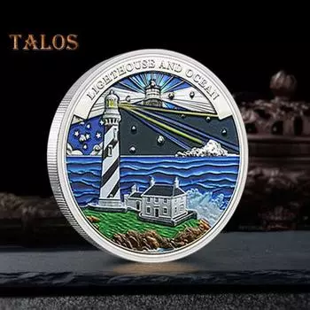 Монета «Маяк Океан», металлическая коллекционная монета, вдохновляющая на дальние путешествия, сувенирная монета для самостоятельного коллекционирования, памятная монета A серебряный