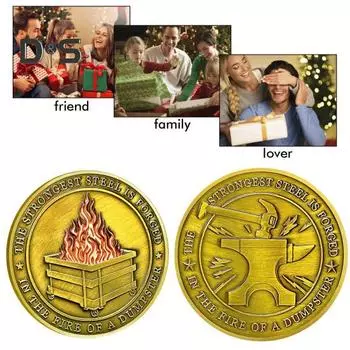 Монета «Пламя мусорного контейнера», двухсторонняя резная металлическая памятная медаль, круглая коллекционная монета, украшение для домашнего офиса 10 pcs