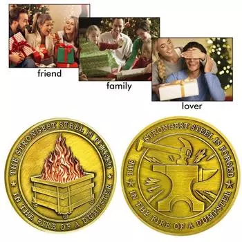 Монета «Пламя мусорного контейнера», двухсторонняя резная металлическая памятная медаль, круглая коллекционная монета, украшение для домашнего офиса 10 pcs