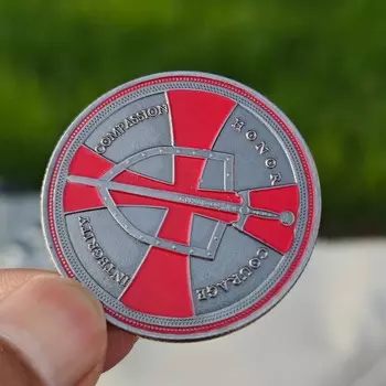 Монета вызова рыцаря-тамплиера «Не молитесь о легкой жизни» Коллекция памятных металлических монет «Христос в доспехах, воин-крестоносец»