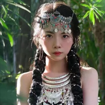 Монетные повязки на голову Цыганские племенные женские головные уборы Цепочка на лоб в стиле ханьфу Богемия повязки на голову с бусинами A