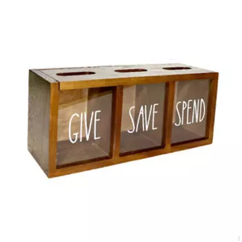 Money Bank Saving Box with Compartments Shelves Festival Gift Adults Bedroom Living Room коричневый