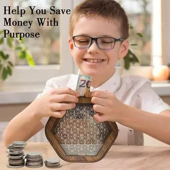 Копилка Шестиугольная Деревянная Копилка С Цифровыми Весами Для Детей Взрослых Достижения Целей Сбережений Домашний Декор Подарки