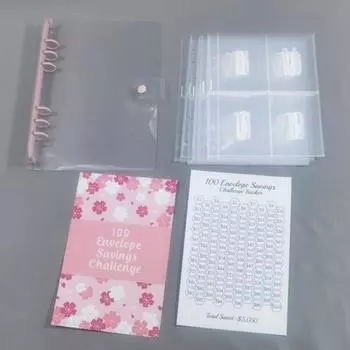 Money Saving Challenge Binder 100 Конверт Устойчивое мотивационное решение Сложная папка для целей экономии красный