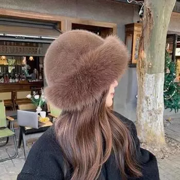 Монгольская шапка женская осенне-зимняя ветрозащитная теплая шапка в северном этническом стиле толстая плюшевая защита ушей шапка-ушанка чёрный