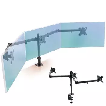 Монитор 3 Приблизительная нагрузка 8 кг Зажим Вертикальный Хранение кабеля VESA E-Supply Кронштейн, Экраны, Тройной, Рядом, 15-27 дюймов, Емкость каждого,