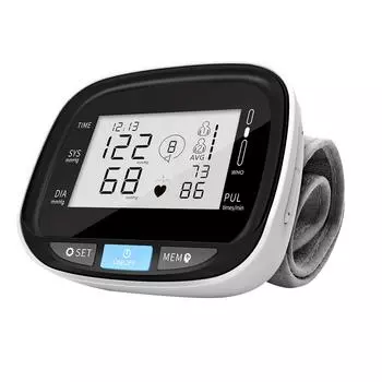 Монитор артериального давления на запястье, память показаний 2x120, автоматический прибор для измерения артериального давления с браслетом, цифровой монитор артериального давления с большим экраном 8.2x7x3cm чёрный