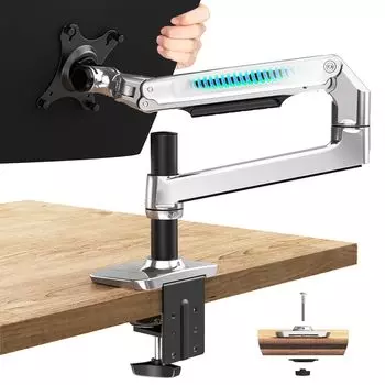 Монитор Ergounion ЖК-дисплей ПК Механический пружинный зажим типа втулки Совместим с Грузоподъемность Совместим с Монитор с кабелем Настольный Одинарный серебряный