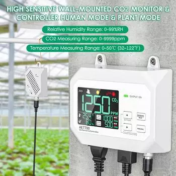Монитор и контроллер CO2 Контроллер тестера концентрации CO2 0 ~ 9999 ppm Диапазон измерения с человеком и EU Plug