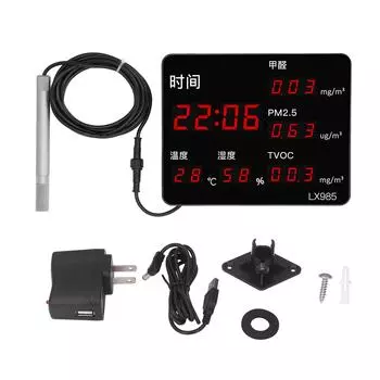 Монитор качества воздуха Пластиковый детектор формальдегида Датчик температуры и влажности Вилка США 100-240 В