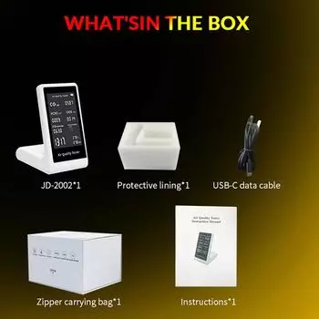 Монитор качества воздуха в помещении 5 в 1 портативный детектор в реальном времени для CO2 TVOC HCHO температура влажность тестер качества воздуха для дома