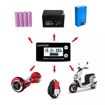 Мониторы аккумулятора Цифровой тестер емкости аккумулятора Процентный уровень вольтметр Тестер мощности аккумулятора с ЖК-дисплеем