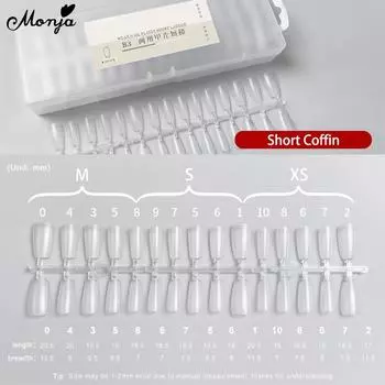 Monja 100/300Pcs Matte False Nail Tips Frosted Coffin Almond Fake Nails For Press on Nails UV Gel Extension Building Manicure Tools