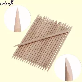 Monja 100 шт., деревянная палочка для дизайна ногтей, толкатель для кутикулы, инструмент для удаления чистой омертвевшей кожи со стразами