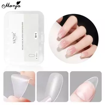 Monja, 100 шт., матовые накладные ногти с матовым миндалем, квадратный овальный гроб с полным покрытием, пресс для наращивания кончиков, маникюрный инструмент «сделай сам», удобный для переноски в упаковке