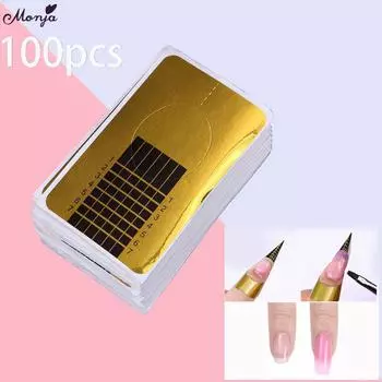 Monja 100 шт. наклейки для дизайна ногтей формы французский акриловый порошок УФ-гель наращивание U-образная форма направляющая трафарет маникюр дизайн салон инструмент «сделай сам»