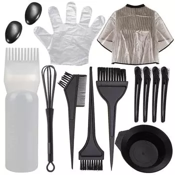 Monja, 14 шт./компл., инструменты и аксессуары для окраски волос, домашний салон, кисточка для окрашивания, чаша для смешивания крема, зажимы, расческа, колпачок для ушей, защитная пленка, накидки, наборы, инструмент для укладки оттенков