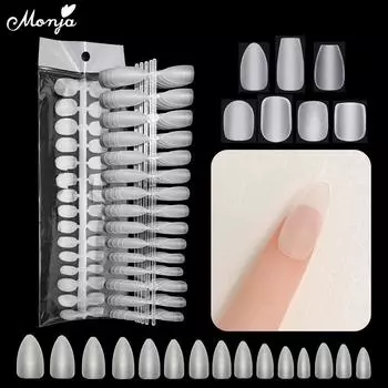 Monja, 150 шт., накладные ногти, полное покрытие, акриловые матовые миндальные гробы, пресс для наращивания УФ-геля, инструменты для строительного маникюра «сделай сам»